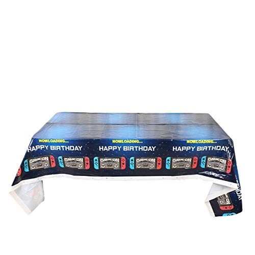 Ou Rui Video Game Party Supplies Set, 20 Plates + 20 Paper Towels + Tablecloth, Switch Theme Party Supplies #TOP3