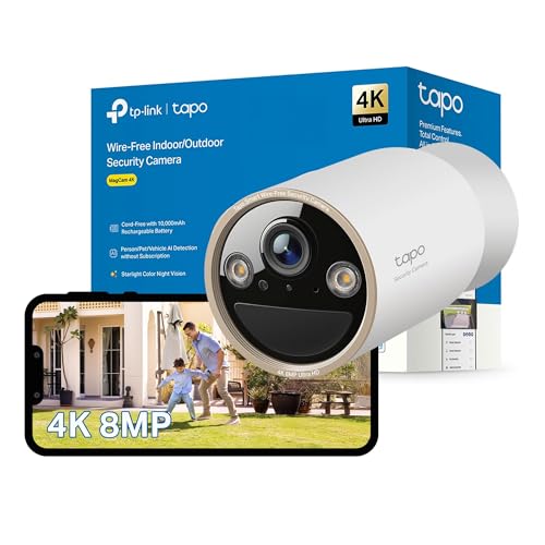 Tapo C460 4K 8MP Battery Security Camera Outdoor Wireless, CCTV, Indoor Outdoor Camera, Ultra HD, No Monthly Fee, AI Detection, Two-way Talk, Starlight Colour Night Vision, Works with Alexa