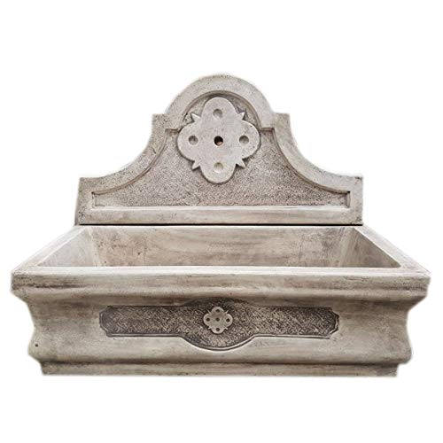 MONDO ARTISTICA Lavabo in cemento e polvere di marmo lavatoio fontana vasca da esterno per decorazione giardino con paragocce grigio