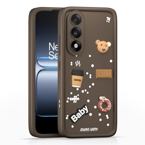 Image of Pikkme Back Cover for Oneplus Nord 5 5G | 3D Bear Silicone Cute & Fun Coffee Cartoon | Full Body Protection Bumper Case (Brown)