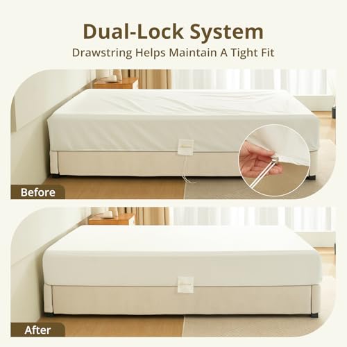 CieloCloud King Bed Sheet Set with Drawstring and 360° Elastic, 4PCS 100% Long-Staple Cotton King Size Sheets Set, Luxury Soft, No Slippage, Anti-Pilling, Deep Pocket Fits 8 to 14" Mattress - image 2
