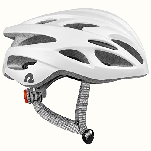Retrospec Silas Road Bike Helmet With 24 Air Vents & Built-in LED Safety Light - Adjustable Adult Cycling Protection 54-61cm - Padded & Lightweight Design