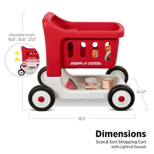 Image of Radio Flyer Scan & Sort Shopping Cart, for Kids 1+, Red, for Indoor Play