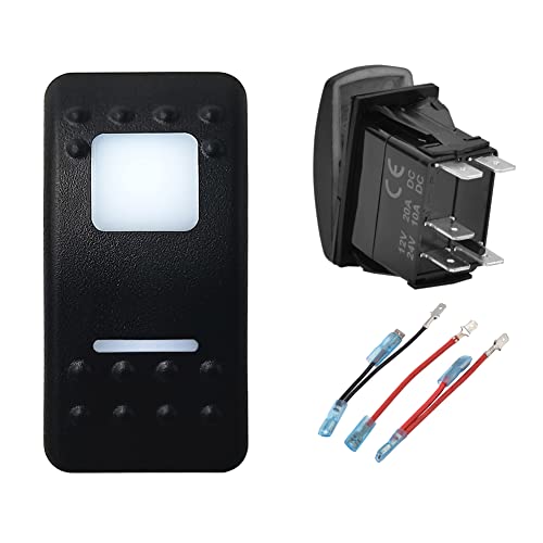 Image of White Led 5P (ON)-Off Momentary Rocker Switch for Marine Vehicle Yacht RV Camper with Jumper Wire Set Waterproof IP66 12V 20A /24V 10A
