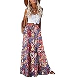 Earkoha - Falda larga maxi informal, con cintura alta, estampado de cachemir y bolsillos, Floral Boho, XXL