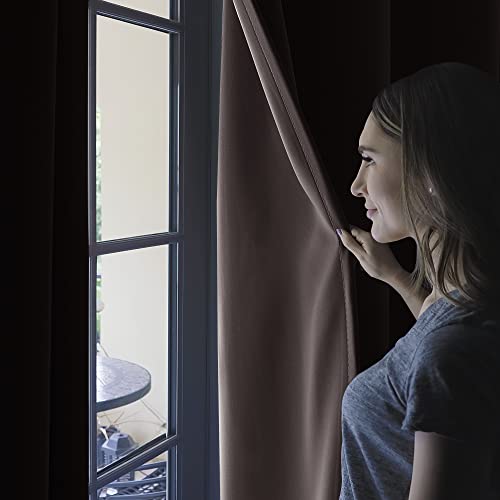 Image of NICETOWN High-End Thermal Curtains, Full Blackout Cold Reducing Curtains 84 Inches Long for Dining Room, Soundproof Window Treatment Drapes for Living Room, Coffee Brown, 42 inch Wide Per Panel, 2 Panels