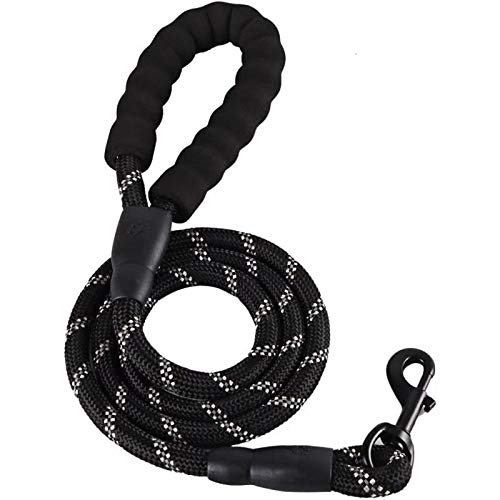 FhodigogoZD Correa para Perro (Negro) 1,5 m Correa de Perro Fuerte con Mango Acolchado cómodo y roscas Altamente Reflectantes parapara Perros Grandes o Medianos Adecuado Cover