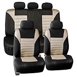 FH Group Automotive Car Seat Covers Full Set Premium 3D Air Mesh Front Seat Covers, Airbag Compatible & Split Bench Cover Universal Fit Interior Accessories for Cars Trucks and SUVs - Beige
