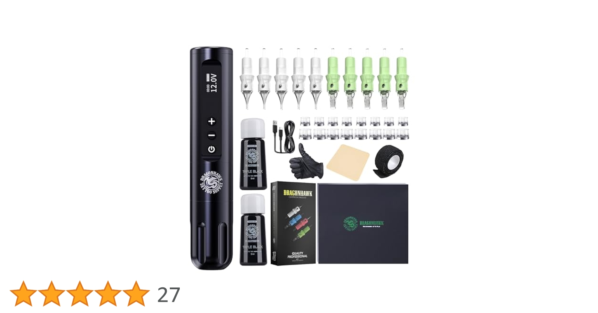 タトゥーマシン Dragonhawk ワイヤレスプロモデル 正規品フルセット タトゥーマシン Dragonhawk ワイヤレスプロモデル 正規品フル