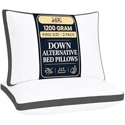 King Size Bed Pillows Set of 2, Down Alternative Gusseted, Grey, 36x18 | Side, Stomach & Back Sleepers - Hotel Bed Pillows – 100% Microfiber Cover, Virgin PSF Fill