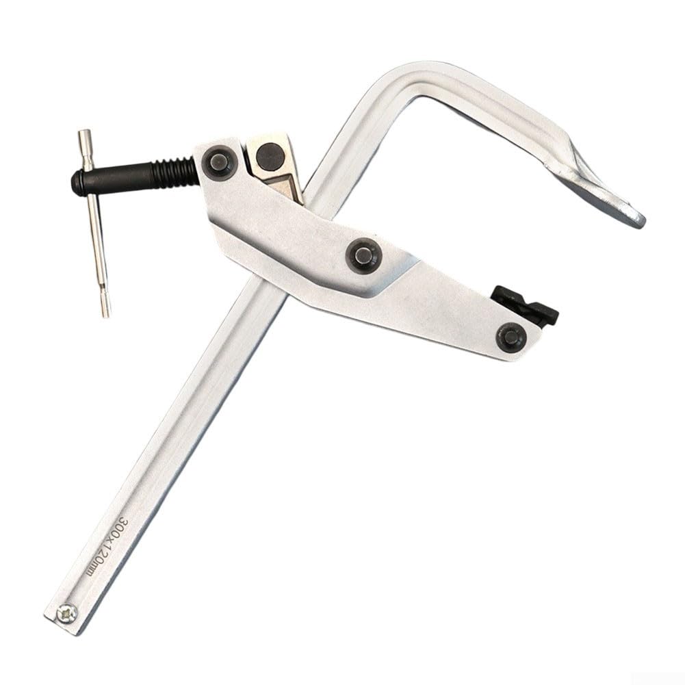 Abrazadera con Profundidad de Garganta Ajustable Que sujeta de Forma Segura Las Piezas de Trabajo en tareas de carpintería y metalurgia.