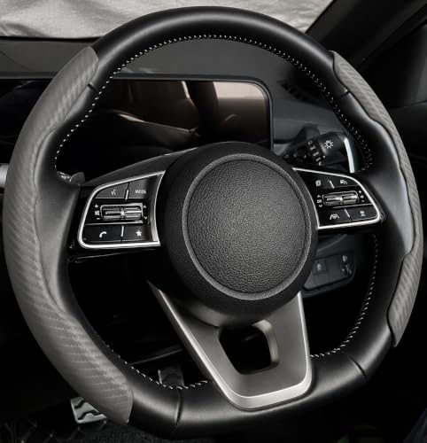 Image of High Life Carbon Fiber Steering Wheel Grip Pads - Grey Color | Anti-Slip Textured Steering Wheel Cover Grip | Universal Fit for Cars | Premium Comfort & Control