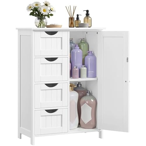 VASAGLE Floor Storage Cabinet, Farmhouse, 4 Drawers and 1 Door, 35.4" H