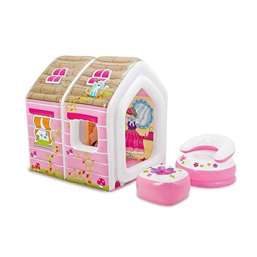Intex Princess Play House, Inflatable Play House with Air Furniture, 49" X 43" X 48", for Ages 2-6