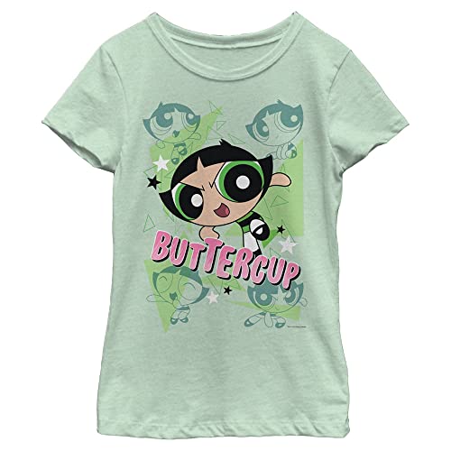 The Powerpuff Girls Girl's Buttercup Moves T-Shirt, Mint, Medium