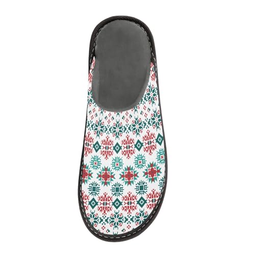 Slippers for Women Pattern Of Traditional Nordic Patterns Soft Winter Warm Shoes Indoor Outdoor Non-Slip House Travel Slippers3