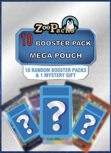 Zoo Packs 10 Booster Pack Assortment Mega Pouch | 10 Booster Packs + 1 Bonus Item | Compatible with Pokemon Cards