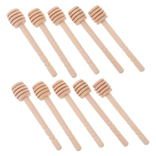 PRETYZOOM Elegant Wooden Honey Dier Stick 10pcs Set Sticks for Honey Syrup Caramel Easy to Use