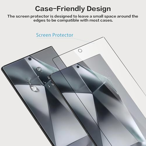T Tersely [3+3 Pack 9H Tempered Glass Screen Protector for Samsung Galaxy S24 Ultra 5G, with Installation Alignment Frame Support Fingerprint Unlock Anti-Scratch Film Screen Protector