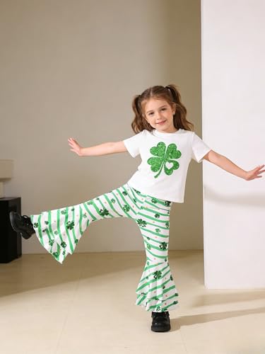 Image of Ayzozuy Kids Toddler Girl Clothes Letter Print Graphic Top + Leopard Print Flare Leg Pants 2PC Summer Clothing Set