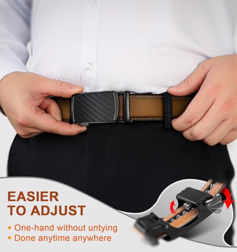 Image of Men's Belt,Bulliant Leather Adjustable Belt for Men Dress Casual 1 3 /8,Trim to Fit