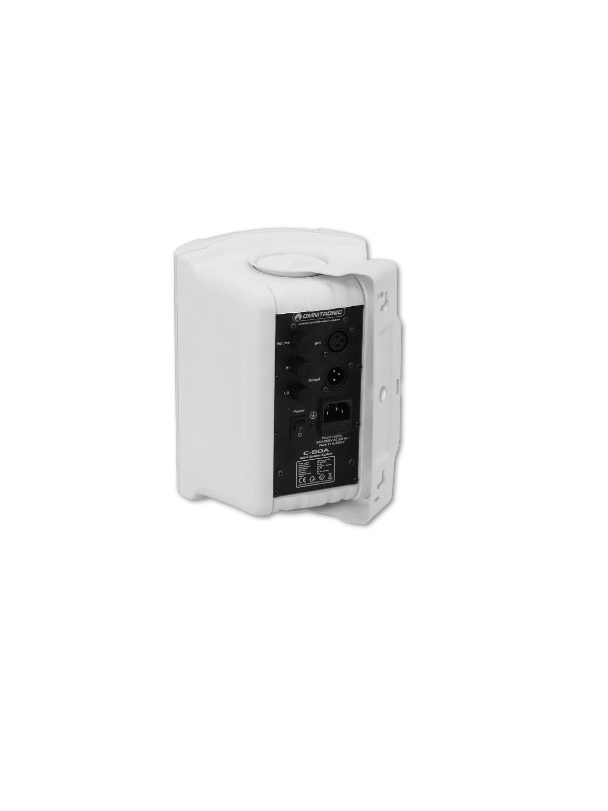 OMNITRONIC C-50A aktiv weiß 2x | Aktives 2-Wege-Lautsprecherpaar mit Halterung, 5"-Tieftönern und 50 W RMS