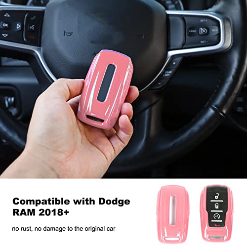 Image of Key Fob Case Cover Key Bag Holder Protection Shell Accessories for Dodge RAM 2018-2026,Pink