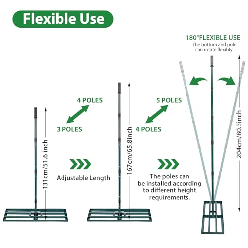 Image of Lawn Leveling Rake,Stainless Steel Lawn Leveler with 30 inchx10 inch Ground Plate, 78 inch Adjustable Long Handle, Level Yard Tool for Grass, Golf Field, Level Soil or Dirt Ground Surfaces-Green