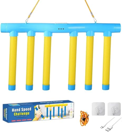 Reflex Game Falling Sticks,Hand Speed Challenge Game,Falling Sticks Reaction Training Tool,Hand Eye Coordination Reaction Training Toy, Adjustable Speed (Yellow)