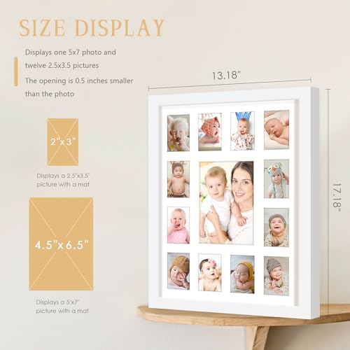 Image of DUENPY 12x16 Baby First Year Photo Frame White