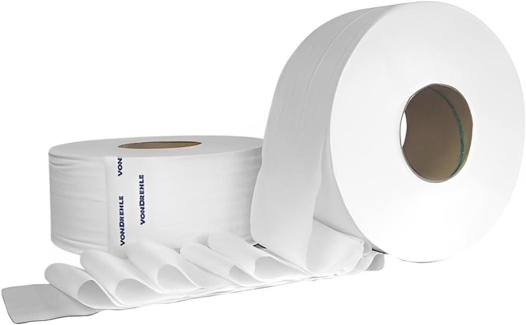 Jumbo Roll Toilet Paper – 1000 Sheets Per Roll, 2-Ply, 3.6" Width × 9" Diameter – Ideal High-Traffic Commercial Restrooms, Offices, Schools - Bulk Pack of 12 Rolls