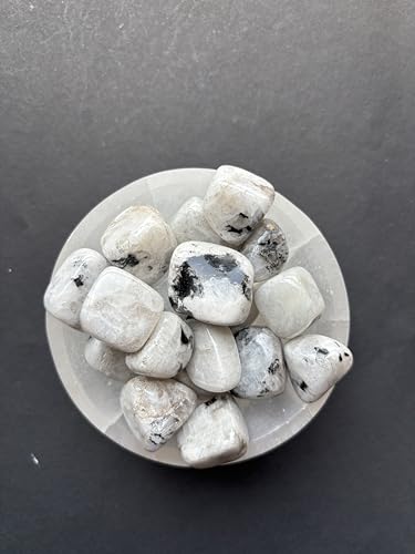 Image of Tumbled Stones, Natural Crystal Healing Stones, Home Office Decor, Aquarium Decorative Pebbles, Vase Fillers (Rainbow Moonstone, 50)