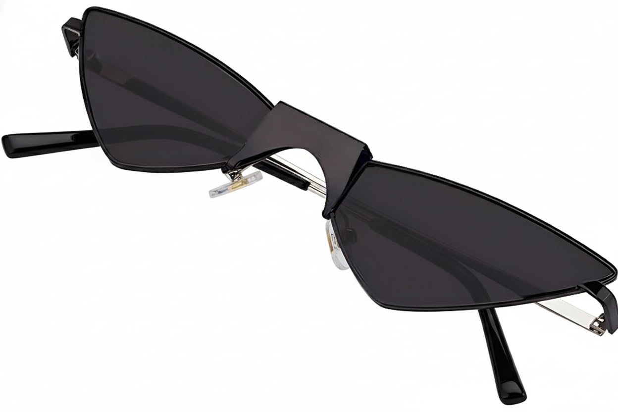 Diamond Shape Cat Eye Women's Sunglasses Lightweight Frames Provide Uv Protection,Small Metal Frames Making Them Ideal For Everyday Wear.,Non-Polarized (Italic Black)-image-6