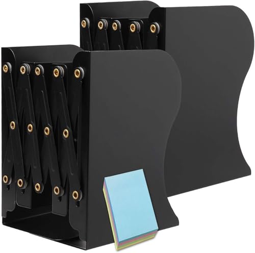Serre livres metal noir reglable pour empecher les livres de glisser au bureau