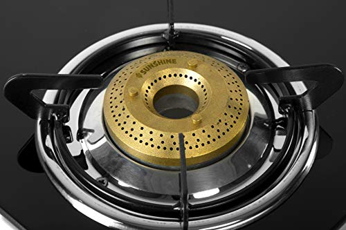 Image of SUNSHINE Swift 3 Burner Gas Stove Manual Ignition Glass Top with Doorstep Service- Black