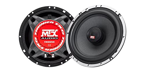 MTX TX665C Haut-parleurs voiture Coaxiaux 16.5cm 2 voies 90W RMS 4O Châssis alu Tweeters néodyme dôme soie Membrane pulpe célulose