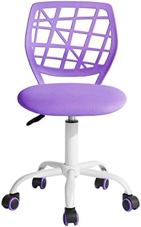 FurnitureR Krzesło biurowe, krzesło biurowe, regulowana wysokość, obrotowe siedzisko z tkaniny, ergonomiczne krzesło robocze bez podłokietnika, fioletowe