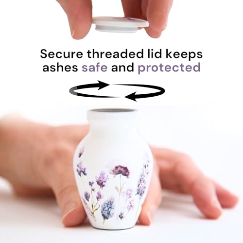 Image of Cremation Urns for Human Ashes Adult Female | Human Urn for Ashes for Women | Decorative for Cremation, Funeral, Burial, Home | Handcrafted Keepsake - Purple Flower