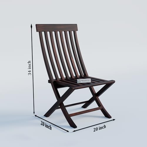Image of Jangid Handicraft Sheesham Wood Folding Comfort Chair for Living Room | Rosewood Contemporary Foldable Resting Adults Chair for Balcony & Hall | Walnut Finish