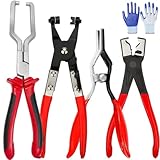 Professional Hose Clamp Kit, 2026 Upgraded 4pcs Hose Clamp Pliers, Automotive Connector Removal Tool, Fuel Line Disconnect & Dismounting Tool Set, For Radiator, Heater Hose Removal (4PC)