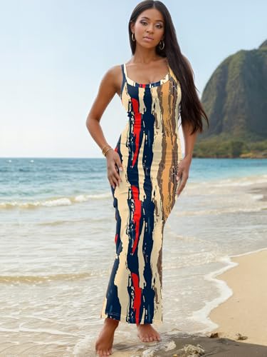 Image of Nimsruc Women Summer Long Dress Casual Slip Sexy Slim Sleeveless Bodycon Maxi Dresses for Women 2024