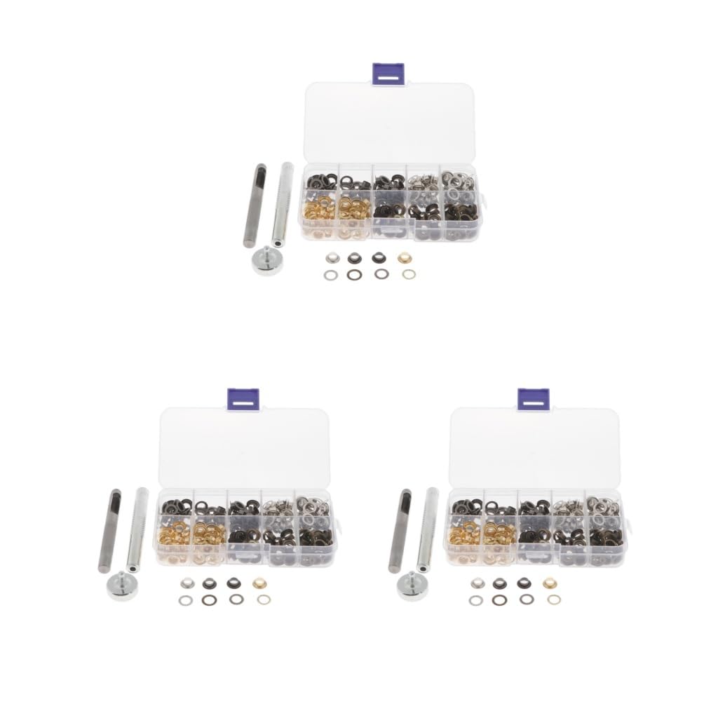 3 set di 200 occhielli in metallo con rondella in pelle artigianale riparazione accessori abbigliamento