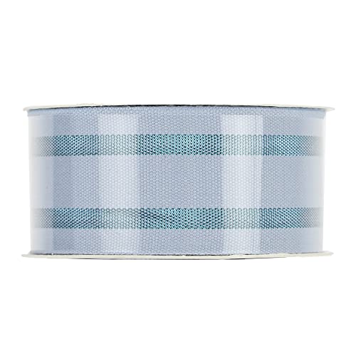 Huihuang Striped Cotton Ribbon Blue Stripes Fabric Ribbon 1.5 Inch X 10 Yards, Baby Blue Cotton Ribbon With Metallic Blue Stripe For Crafts Baby Gift Wrapping Diy Crafts Wreath Bows Sewing #TOP5