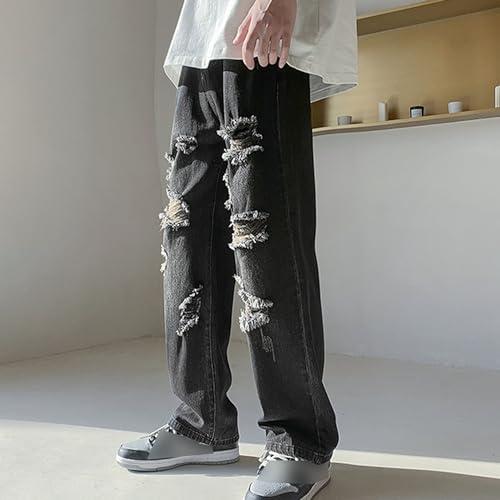 Men Ripped Beggar Denim Pants Distressed Straight Fit Mens Jeans Destroyed Leg Moto Biker Jean2