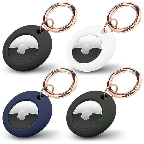 4 Pack Airtag Holder, Airtag Keychain, Silicone Air Tag Holder, Soft Shockproof & Dropproof Airtag Case for Kids Backpacks, Car, Dog, Cat Collar, Luggage and Keys, Multi-Color Air Tag Holder Keychain Cover