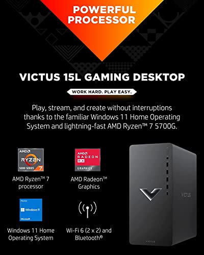 Hp Victus 15L Gaming Desktop Computer | Amd 8-Core Ryzen 7 5700G (>I7-10700) | 64Gb Ddr4 2Tb Ssd + 1Tb Hdd | Amd Radeon Rx 6600Xt 8Gb Graphic (>Nvidia Rtx 3060) | Usb-C Diplayport Win11 + Hdmi Cable #TOP5