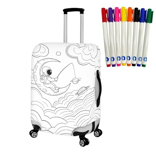 Color Your Own Spaceman Luggage Cover Protector for Kids Boys DIY Graffiti Luggage Wraps for Suitcase Arts and Crafts2