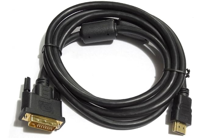 Image of HDMI Male to DVI-D Male Dual Link Cable Gold Plated HDMI to DVI-D 24+1 High Speed Cable Support 1080P HD for Raspberry Pi, Roku, Xbox One, PS5 1.5 Meter (Black)