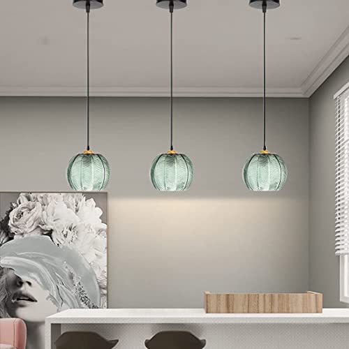 Suspension en verre 3 lampes Bépuzz design citrouille verte - 5