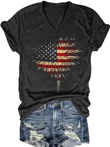 Women's T-Shirts V-Neck Dragonfly Tee Cute Summer Graphic Shirts ...